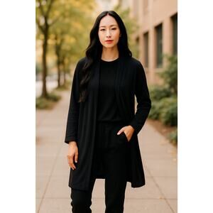 EQL by Kerrits Cardigan Womens Small Black Open Equestrian Knit Sweater